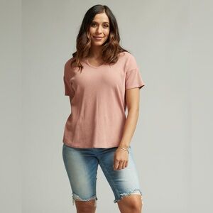 NWT Downeast Waffle Knit Tee flutter sleeves Sz Small light mauve fall winter